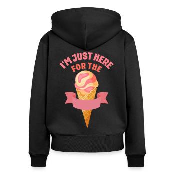 Cornet de crème glacée pour lequel je suis juste là - Sweat à capuche zippé Premium bio Femme - noir - Dos - Julia (174cm)