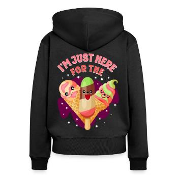 Ice Cream Cone Popsicle I'm Just - Frauen Premium Bio Zip Hoodie - Schwarz - Hinten - Julia (174cm)