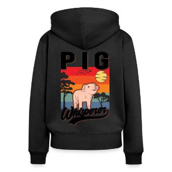 Schweineflüsterer Schweine Pig Whisperer - Sweat à capuche zippé Premium bio Femme - noir - Dos - Julia (174cm)
