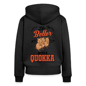 Life is better with a Quokka short-tailed kangaroo - Women's Premium Organic Zip Hoodie - black - Back - Julia (174cm)