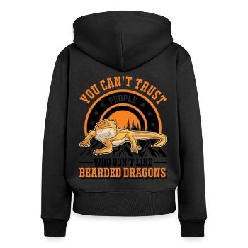 Bearded Dragon Pogona Gift - Women's Premium Organic Zip Hoodie - black - Back - Julia (174cm)