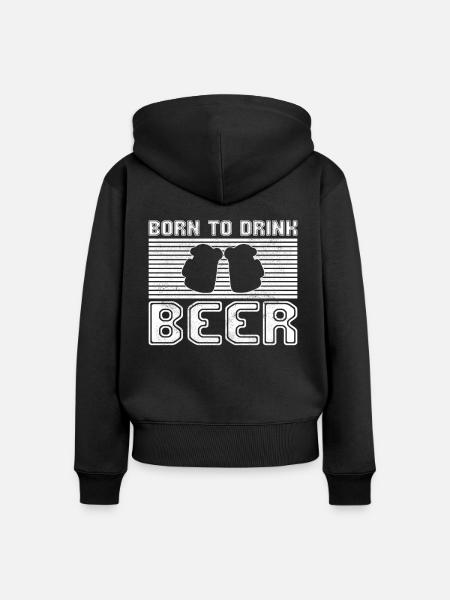Bier trinken - Frauen Premium Bio Zip Hoodie - Schwarz
