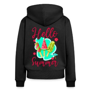 Ice Cream Popsicle Hello Summer - Women's Premium Organic Zip Hoodie - black - Back - Julia (174cm)