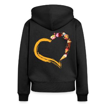 Ice Cream Heart Cone Popsicle - Frauen Premium Bio Zip Hoodie - Schwarz - Hinten - Julia (174cm)
