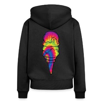 Cône de teinture de cravate à la crème glacée - Sweat à capuche zippé Premium bio Femme - noir - Dos - Julia (174cm)