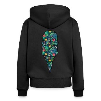 Crème glacée Fleur florale tropicale - Sweat à capuche zippé Premium bio Femme - noir - Dos - Julia (174cm)