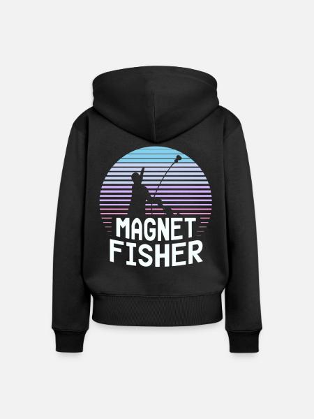 Magnetfischer Magnet Magnetfischen - Frauen Premium Bio Zip Hoodie - Schwarz