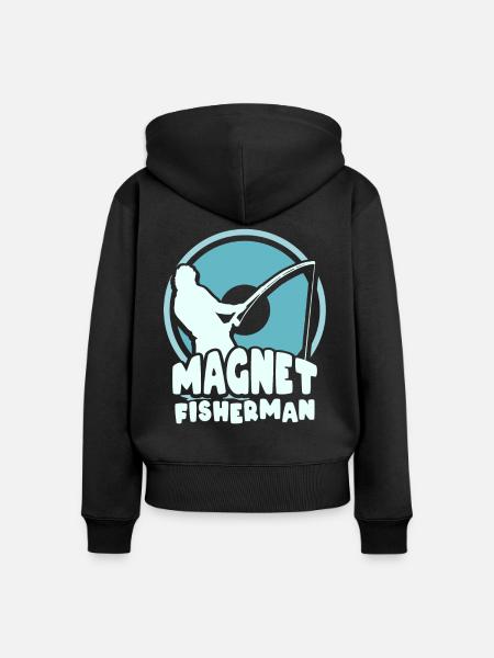 Magnetfischer Magnetfischen Magnet - Frauen Premium Bio Zip Hoodie - Schwarz