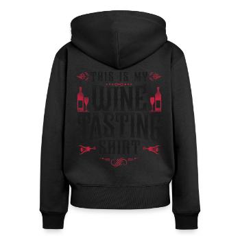 Sommelier Wine Drinking Tasting - Frauen Premium Bio Zip Hoodie - Schwarz - Hinten - Julia (174cm)