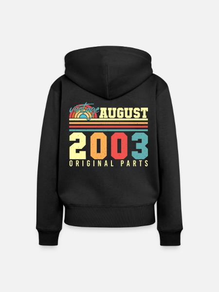 Geburtsmonat August 2003 - Frauen Premium Bio Zip Hoodie - Schwarz