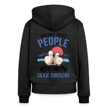 Silk Chicken Gift Silkie Chicken - Women's Premium Organic Zip Hoodie - black - Back - Julia (174cm)