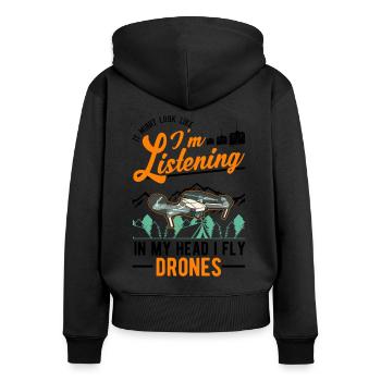 Drone Pilote Cadeau Drone Quadcopter - Sweat à capuche zippé Premium bio Femme - noir - Dos - Julia (174cm)