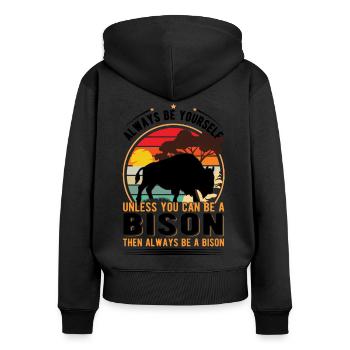 Soyez toujours vous-même Bison Buffalo Büffel - Sweat à capuche zippé Premium bio Femme - noir - Dos - Julia (174cm)