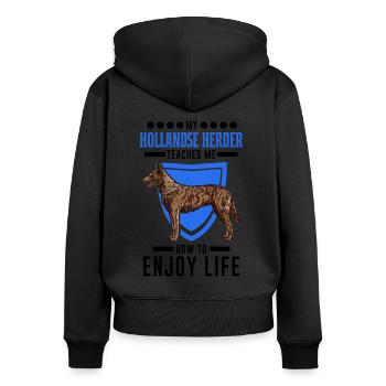 Hollandse Herder Hollandse Herderdshond - Frauen Premium Bio Zip Hoodie - Schwarz - Hinten - Julia (174cm)