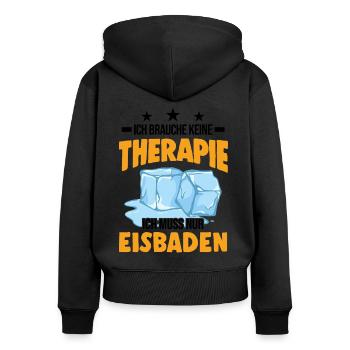 Eisbad Therapie Eisbaden Winterbad Eisschwimmen - Frauen Premium Bio Zip Hoodie - Schwarz - Hinten - Julia (174cm)