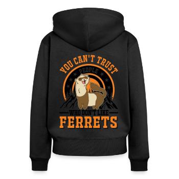 Ferret Lover Ferret Cadeau - Sweat à capuche zippé Premium bio Femme - noir - Dos - Julia (174cm)