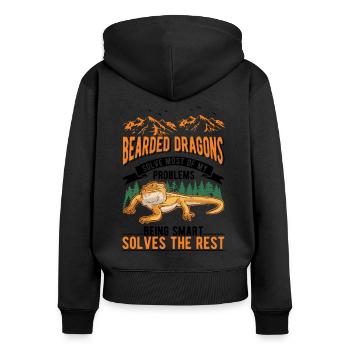 Bearded Dragon Pogona Gift - Women's Premium Organic Zip Hoodie - black - Back - Julia (174cm)