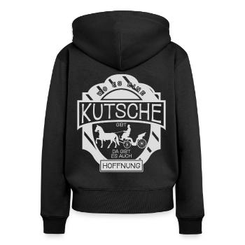 Kutscher Kutsche Pferd Pferdekutsche - Frauen Premium Bio Zip Hoodie - Schwarz - Hinten - Julia (174cm)