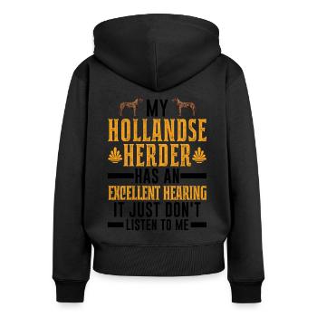 Hollandse Herder Hollandse Herderdshond - Sweat à capuche zippé Premium bio Femme - noir - Dos - Julia (174cm)