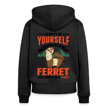 Ferret Lover Ferret Cadeau - Sweat à capuche zippé Premium bio Femme - noir - Dos - Julia (174cm)