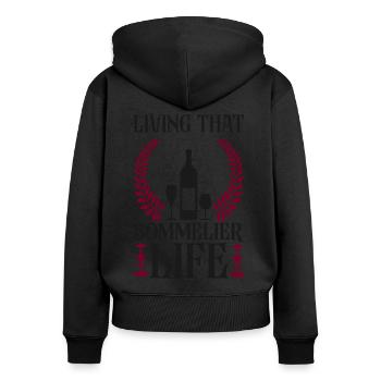 Sommelier Wine Drinking Tasting - Frauen Premium Bio Zip Hoodie - Schwarz - Hinten - Julia (174cm)