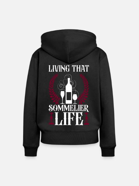 Sommelier Wine Drinking Tasting - Frauen Premium Bio Zip Hoodie - Schwarz