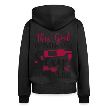 Sommelier Wine Drinking Tasting - Frauen Premium Bio Zip Hoodie - Schwarz - Hinten - Julia (174cm)
