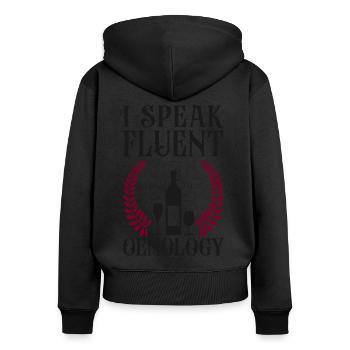Sommelier Dégustation de vins i - Sweat à capuche zippé Premium bio Femme - noir - Dos - Julia (174cm)