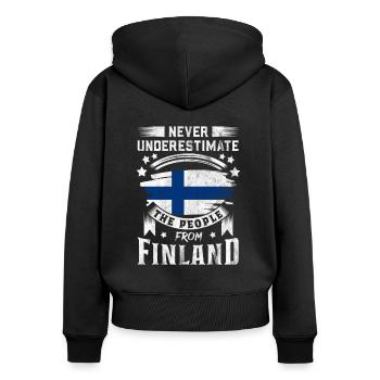 Finlande Tshirt Finlande Scandinavie - Sweat à capuche zippé Premium bio Femme - noir - Dos - Julia (174cm)