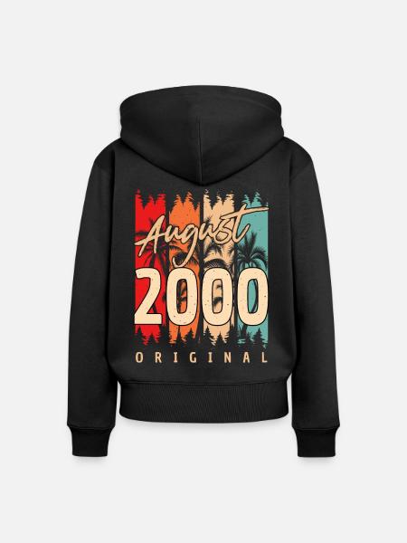 Geburtsmonat August 2000 - Frauen Premium Bio Zip Hoodie - Schwarz