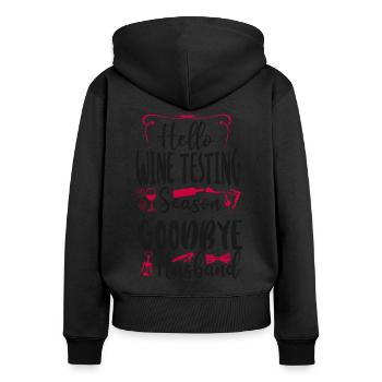 Sommelier Wine Drinking Tasting - Frauen Premium Bio Zip Hoodie - Schwarz - Hinten - Julia (174cm)