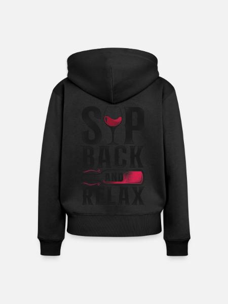 Sommelier Wine Drinking Tasting - Frauen Premium Bio Zip Hoodie - Schwarz