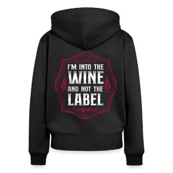 Dégustation de vin de sommelier - Sweat à capuche zippé Premium bio Femme - noir - Dos - Julia (174cm)