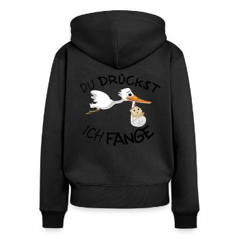 Hebamme Dankeschön Geschenk - Frauen Premium Bio Zip Hoodie - Schwarz - Hinten - Julia (174cm)