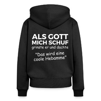 Hebamme Dankeschön Geschenk - Frauen Premium Bio Zip Hoodie - Schwarz - Hinten - Julia (174cm)