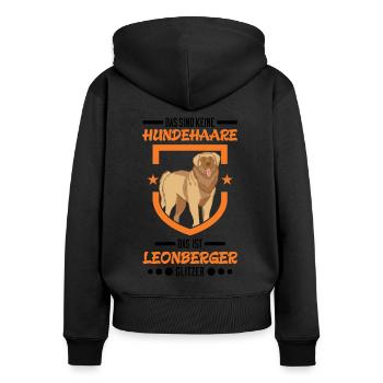 Leonberger Glitzer - Frauen Premium Bio Zip Hoodie - Schwarz - Hinten - Julia (174cm)