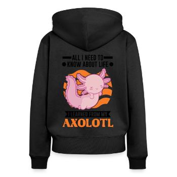 Axolotl Cadeau Queue Lurch - Sweat à capuche zippé Premium bio Femme - noir - Dos - Julia (174cm)