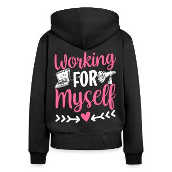 Ich Arbeite Für Mich Mädchen Mama CEO Gründer - Frauen Premium Bio Zip Hoodie - Schwarz - Hinten - Julia (174cm)