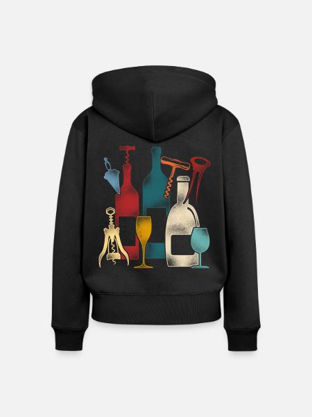 Sommelier Wine Drinking Tasting - Frauen Premium Bio Zip Hoodie - Schwarz