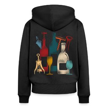 Sommelier Wine Drinking Tasting - Frauen Premium Bio Zip Hoodie - Schwarz - Hinten - Julia (174cm)