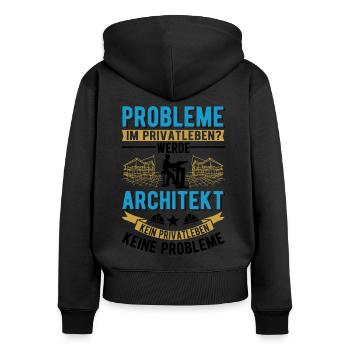 Architekt Geschenk Innenarchitekt Architektur - Frauen Premium Bio Zip Hoodie - Schwarz - Hinten - Julia (174cm)