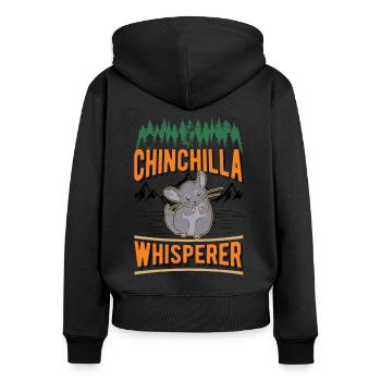 Chinchilla Flüsterer Chinchilla Whisperer - Frauen Premium Bio Zip Hoodie - Schwarz - Hinten - Julia (174cm)