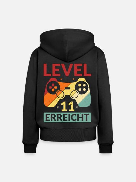 Level 11 Erreicht Gamer - Frauen Premium Bio Zip Hoodie - Schwarz
