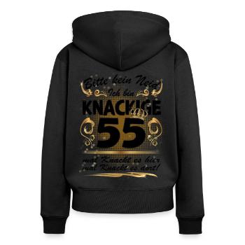 55. Geburtstag Sprüche lustig Frauen - Frauen Premium Bio Zip Hoodie - Schwarz - Hinten - Julia (174cm)