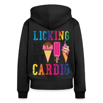 Le léchage de cône de crème glacée est mon - Sweat à capuche zippé Premium bio Femme - noir - Dos - Julia (174cm)