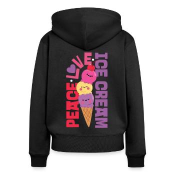 Cône de crème glacée Peace Love Ice - Sweat à capuche zippé Premium bio Femme - noir - Dos - Julia (174cm)