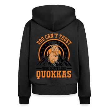 Quokka Cadeau Kangourou à queue courte - Sweat à capuche zippé Premium bio Femme - noir - Dos - Julia (174cm)