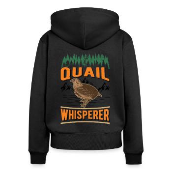 Cadeau d’éleveur de cailles Chuchoteur de caille - Sweat à capuche zippé Premium bio Femme - noir - Dos - Julia (174cm)