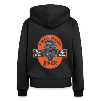 Bikers, motorcyclists - Women's Premium Organic Zip Hoodie - black - Back - Julia (174cm)