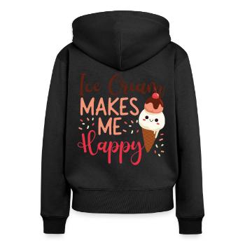 Ice Cream Cone Ice Cream Makes Me - Frauen Premium Bio Zip Hoodie - Schwarz - Hinten - Julia (174cm)